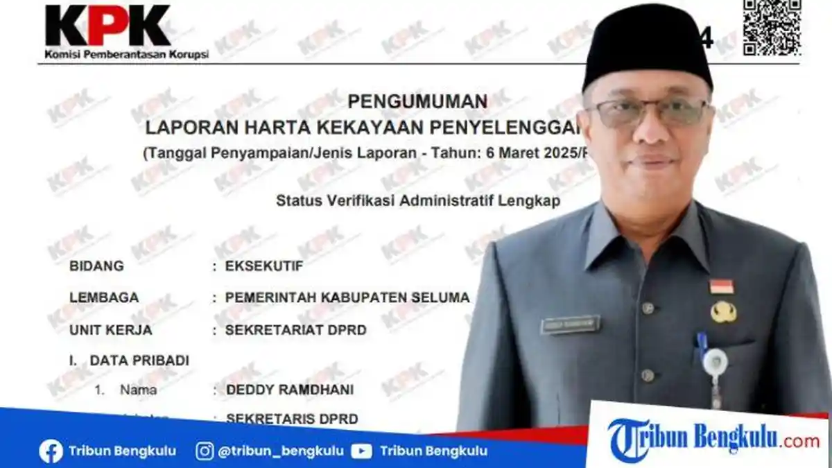 Jejak Karier Hingga Kekayaan Deddy Ramdhani Sekda Seluma yang Baru Dilantik