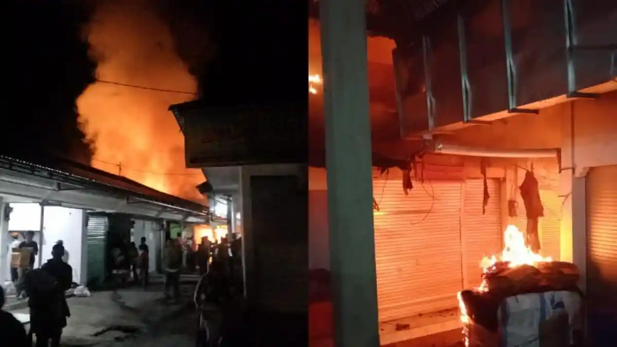 12 Kios Ludes Terbakar, Pasar Tradisional Baturiti Tabanan Alami Kebakaran