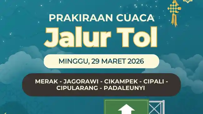 Prakiraan Cuaca Jalur Tol Trans Jawa Minggu, 29 Maret 2026, BMKG: Hujan di Ruas Cipali dan Cikampek