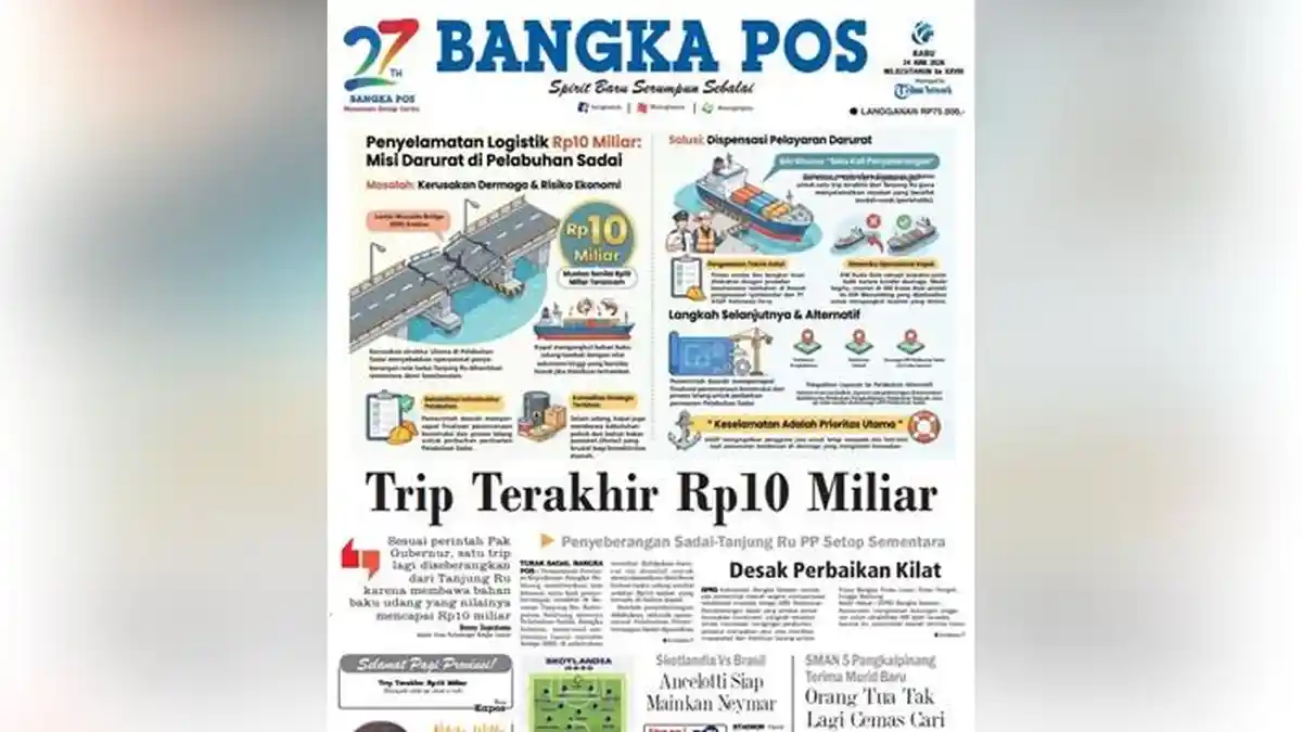 Trip Terakhir Selamatkan Muatan Rp10 Miliar, Penyeberangan Sadai–Tanjung Ru Resmi Setop Sementara - Bangkapos.com