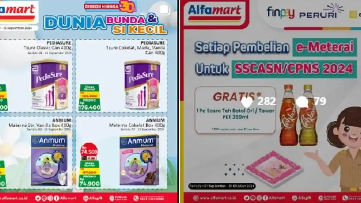 Promo Alfamart 4 September 2024 Beli e-Meterai Untuk SSCASN Gratis Teh Botol, Cadbury, Delfi Murah
