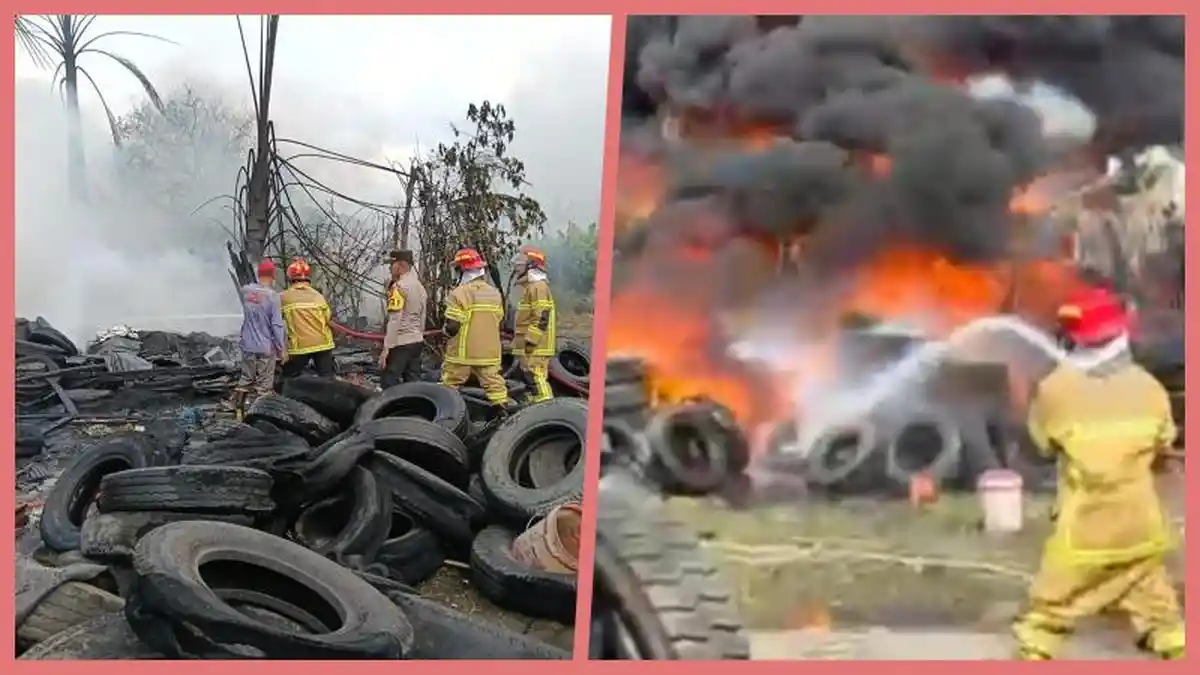 Fakta Video Viral Kebakaran Tumpukan Ban di Palembang, Diduga Dipicu OTD Bakar Sampah