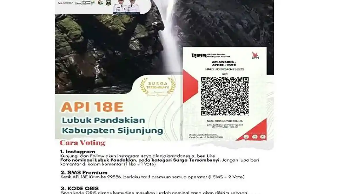 Dua Objek Wisata Sijunjung, Lubuk Pendakian dan Ceta Bacorak Masuk 10 Besar API Awards 2025