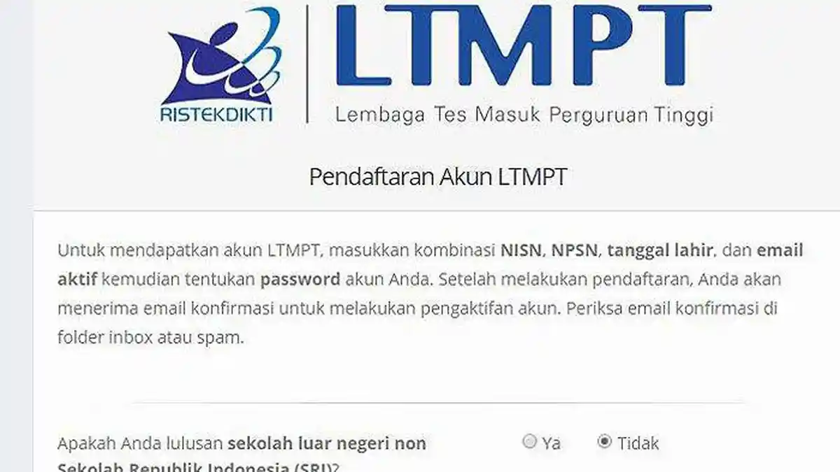 REGISTRASI Akun LTMPT via Portal.ltmpt.ac.id, Lengkap dengan Jadwal Daftar SBMPTN dan UTBK