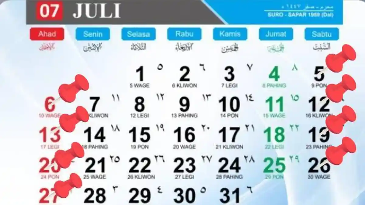 Kalender Juli 2025: Apa Ada Tanggal Merah atau Long Weekend? Cek Selengkapnya di Sini 
