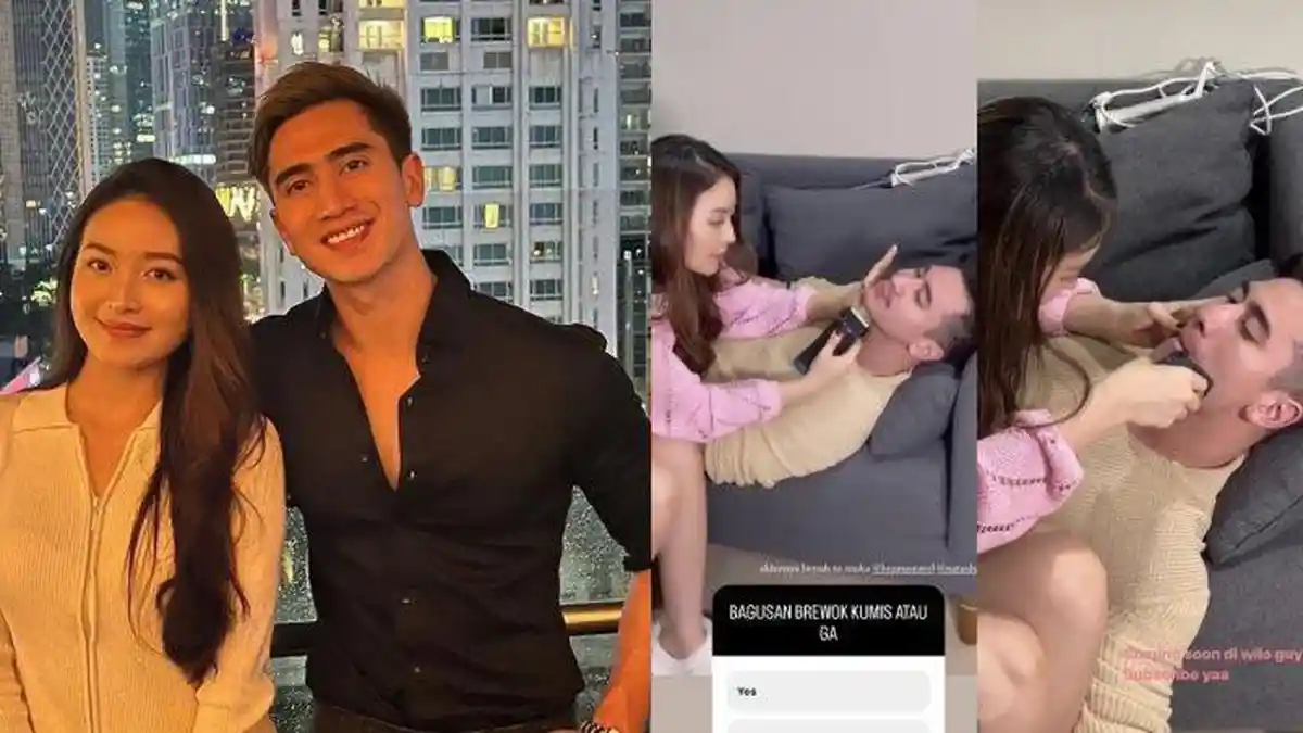 Sambil Rebahan di Kursi, Kumis Verrell Bramasta Dicukur Mesra Natasha Wilona