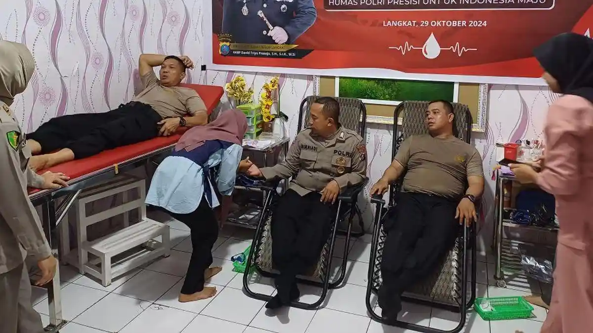 Peringati Hari Jadi Ke-73 Humas Polri,  Polres Langkat Laksanakan Donor Darah
