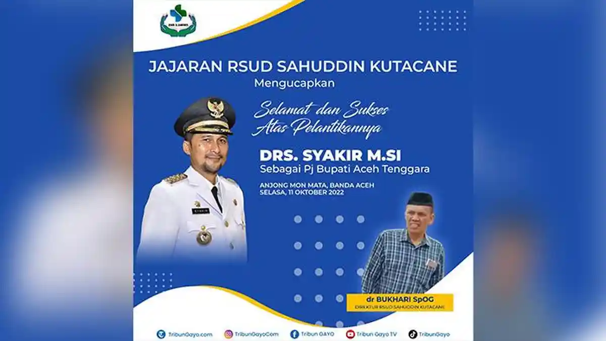 Ucapan Selamat dari Jajaran RSUD Sahuddin Kutacane - tribungayo.com