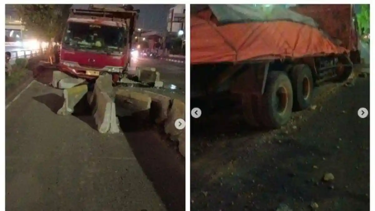 Kecelakaan Hari Ini di Pekalongan, Truk Angkut Tanah Terguling Sebabkan Kemacetan