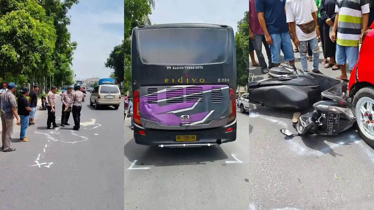 Lagi-lagi Bus Eldivo Tabrak Pengendara Sampai Tewas, Unit Gakkum Polres Pematang Siantar Cek TKP