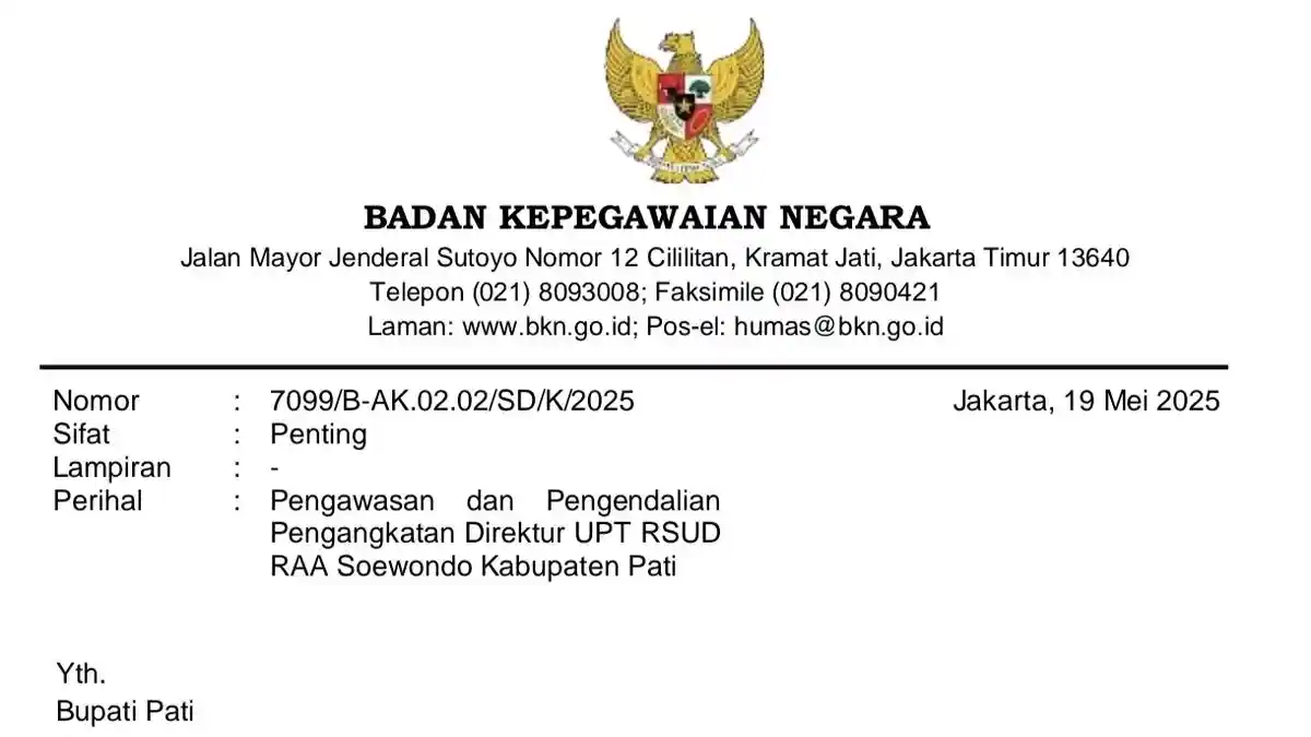 BKN Endus Maladministrasi dalam Pengangkatan Direktur RSUD Pati, Bupati Sudewo Sebut Sudah Clear