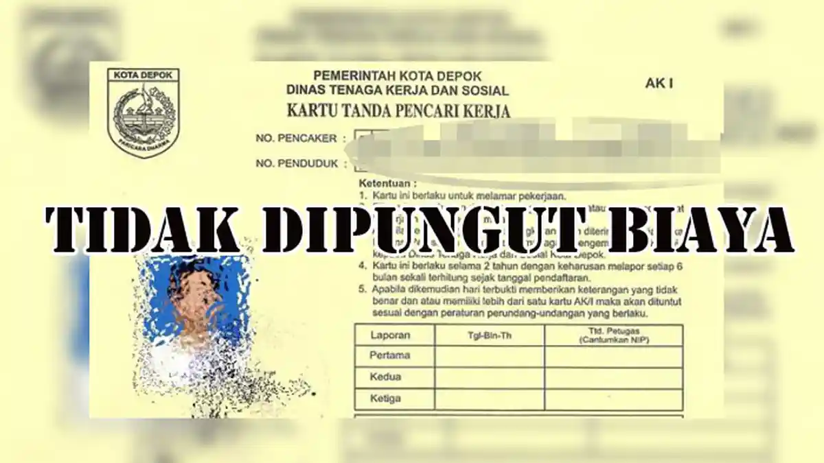 GRATIS, Tak Ada Pungutan Biaya Pengurusan Kartu Kuning atau Tanda Bukti Pendaftaran Pencari Kerja