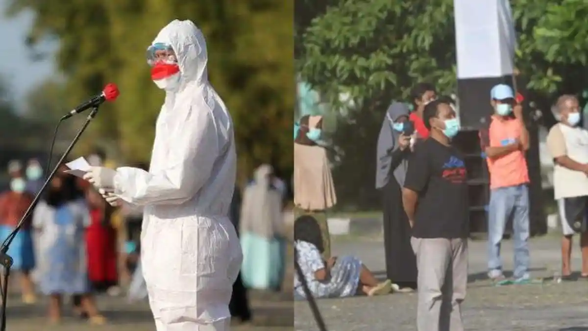 Pimpin Upacara HUT ke-76 RI, Ganjar Pakai Baju Hazmat, Beri Hadiah Motor ke Guru Honorer