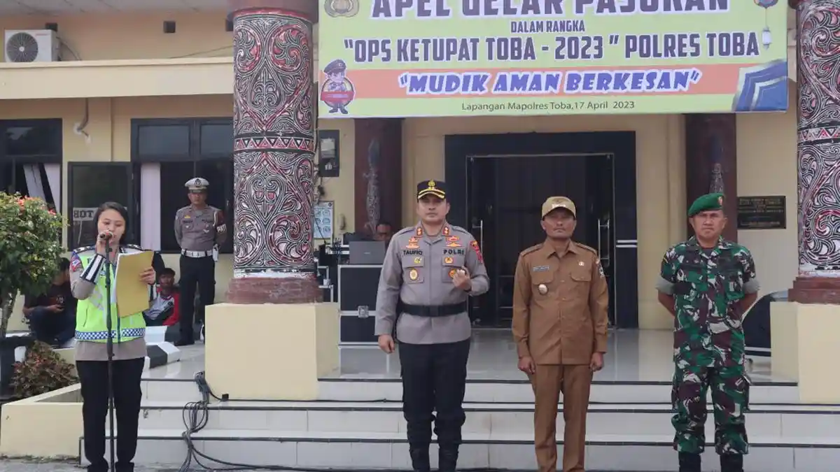 PAM Idul Fitri 1444 H, Polres Toba Gelar Apel Pasukan Ops Ketupat Toba 2023