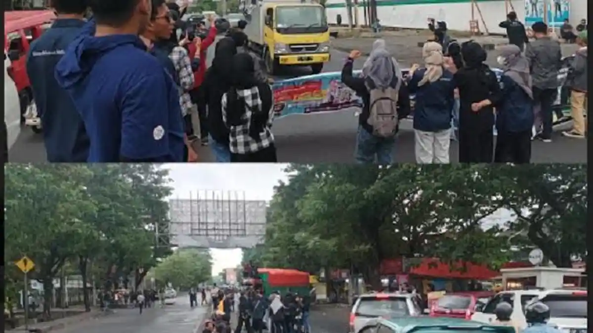 Demo Tolak Kenaikan BBM, Mahasiswa Kembali Blokade Jl Sultan Alauddin Makassar