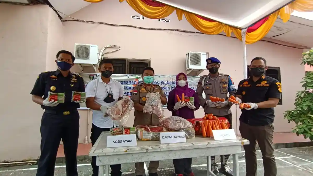 Ribuan Kilogram Daging dan Sosis Ayam Ilegal Dimusnahkan di Tarakan