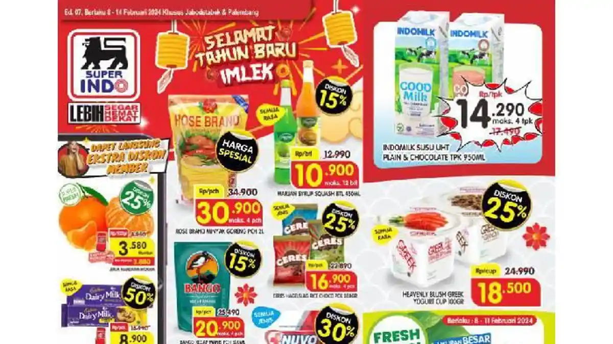 PROMO JSM Superindo Hypermart Hari Ini 11 Februari 2024: Marjan Sirup Rp10.900, Susu 1L Rp14.290