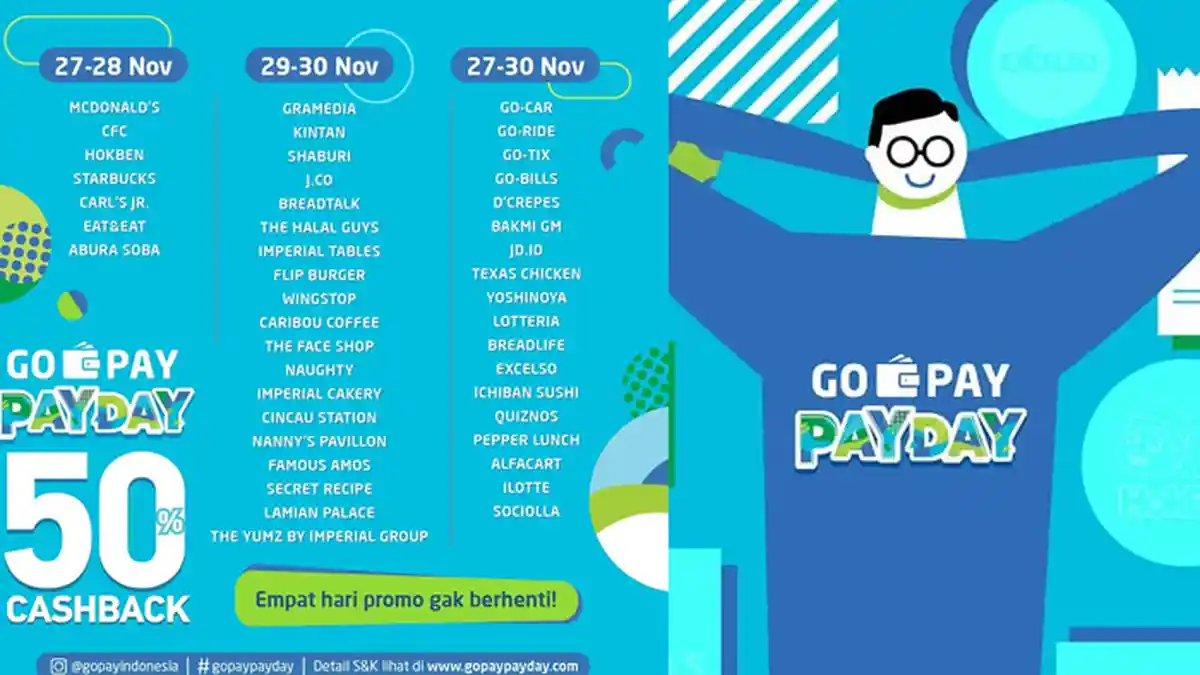 Promo Go-Pay Pay Day Cashbach 50% di McDonald's, Starbucks, CFC hingga Hokben , Mulai Hari Ini!