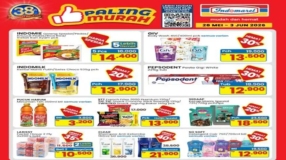 PALING MURAH! Promo Indomaret Hari Ini Selasa 2 Juni, Indomie Goreng Beli 5 Lebih Hemat Rp 14.400