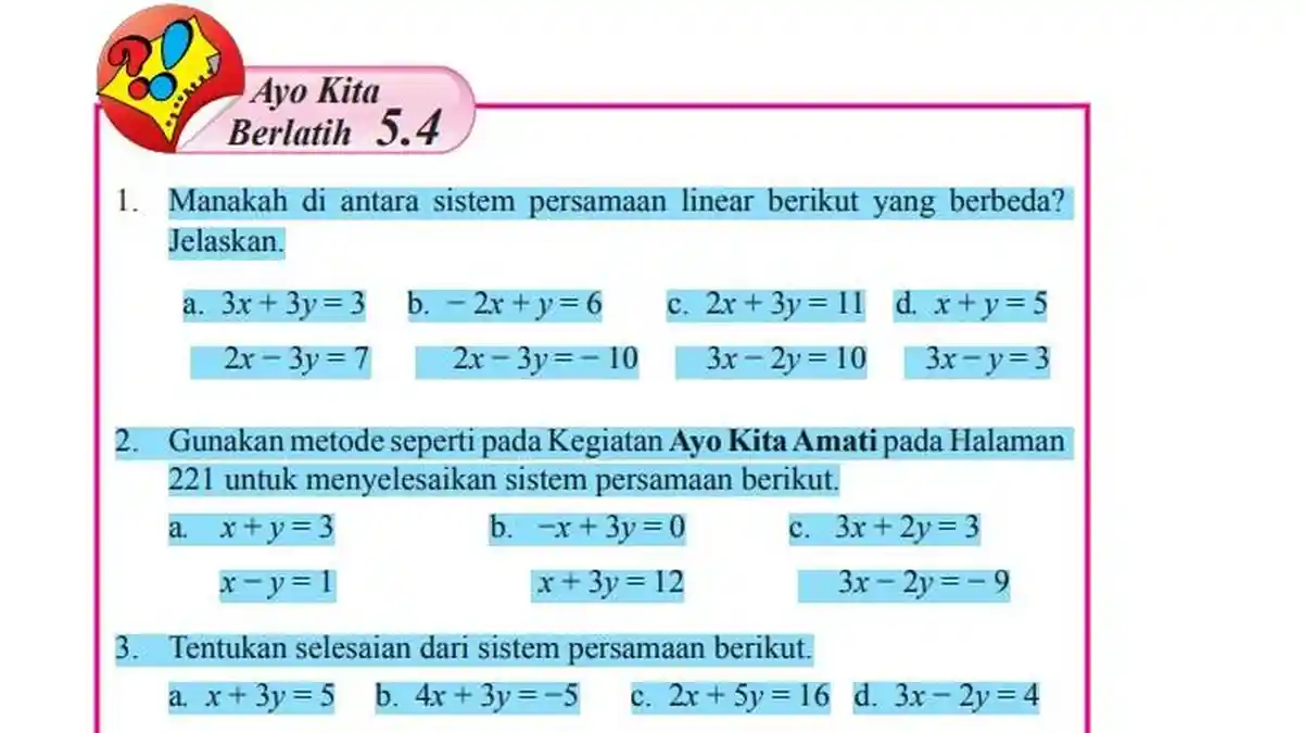 Kunci Jawaban Matematika Kelas 8 Halaman 228 229, Cara Hitung Persamaan Linear Eliminasi yang Benar