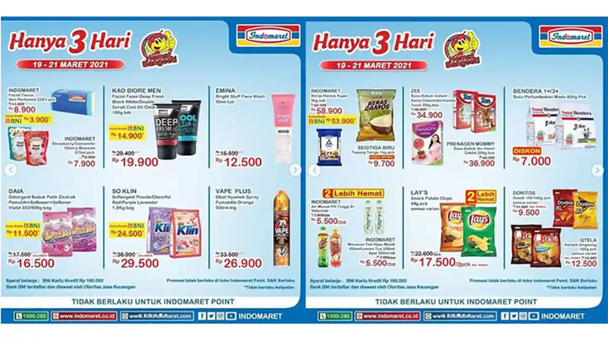 TERBARU Promo Indomaret Hari Ini Minggu 21 Maret 2021 Beras Rp53.900, Daia Rp11.500, Softex Rp15.500