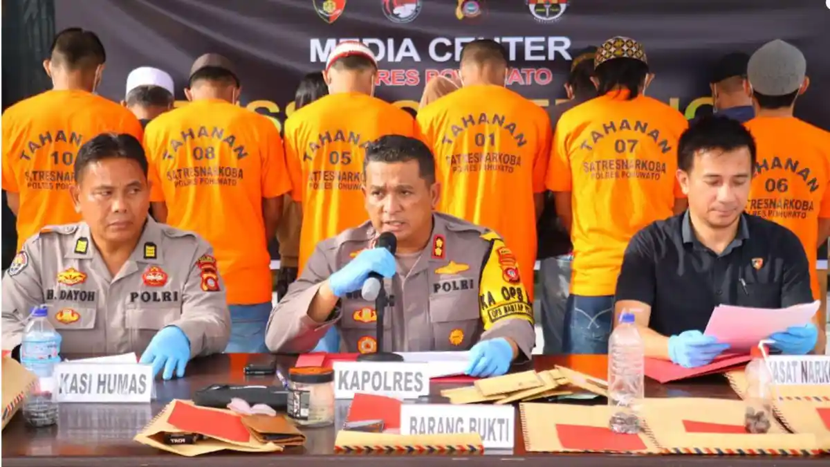 Polres Pohuwato Gorontalo Berhasil Ringkus 12 Tersangka Narkoba Jaringan Sulawesi Tengah