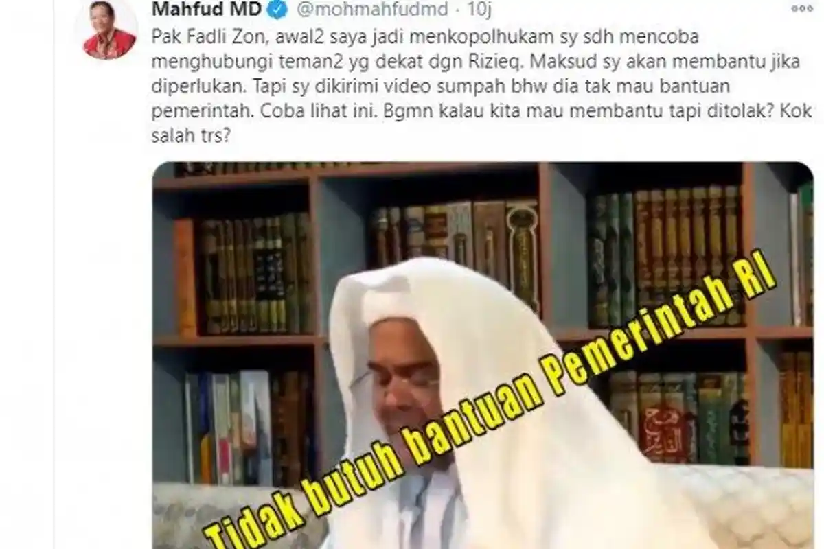 Mahfud: Kalau buat Rusuh Itu Bukan Pengikut Rizieq Shihab, FPI Mohon Doa Semua, Jam 10 WIB Tiba