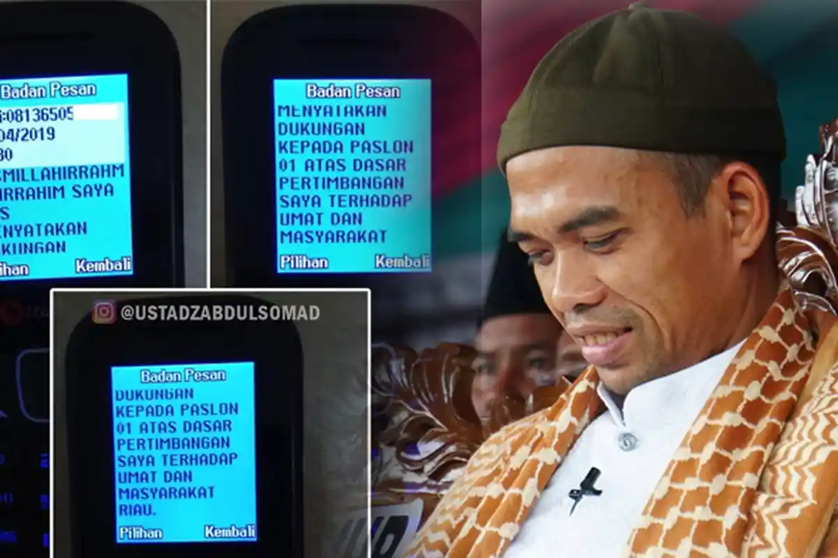 Nomor Ustadz Abdul Somad Dibajak, Kirim Pesan Menyatakan Dukungan Jokowi-Ma'ruf Amin