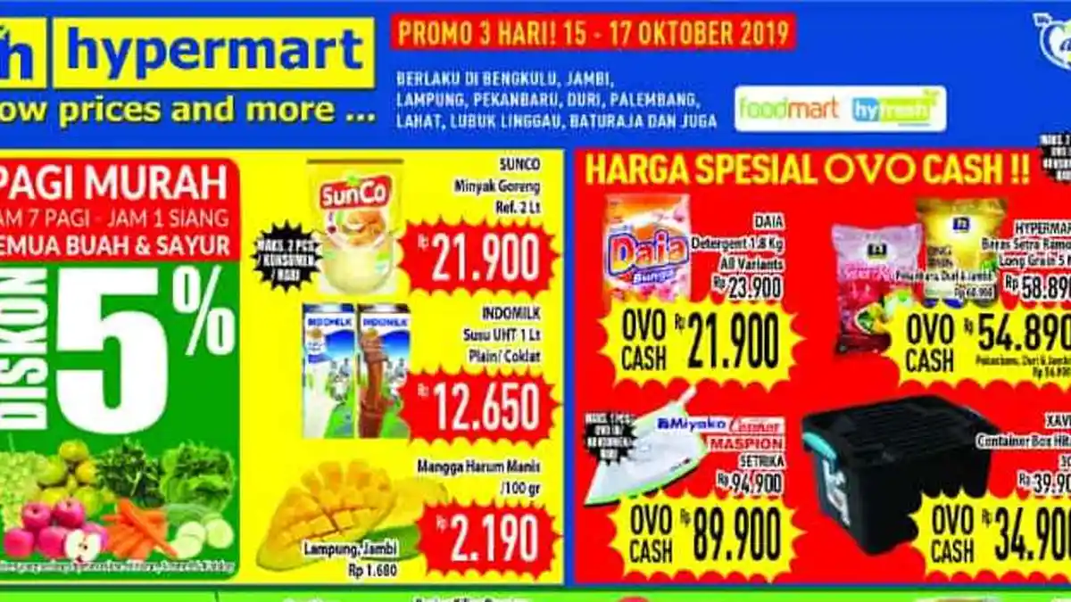 Pagi Murah, Sayur dan Buah Segar di Hypermart Diskon 5 Persen, Cek Harganya di Sini