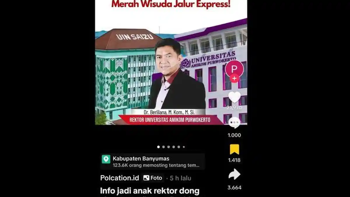 VIRAL Anak Rektor Diduga Wisuda Jalur Cepat, Pihak UIN Saifuddin Zuhri Purwokerto Klarifikasi