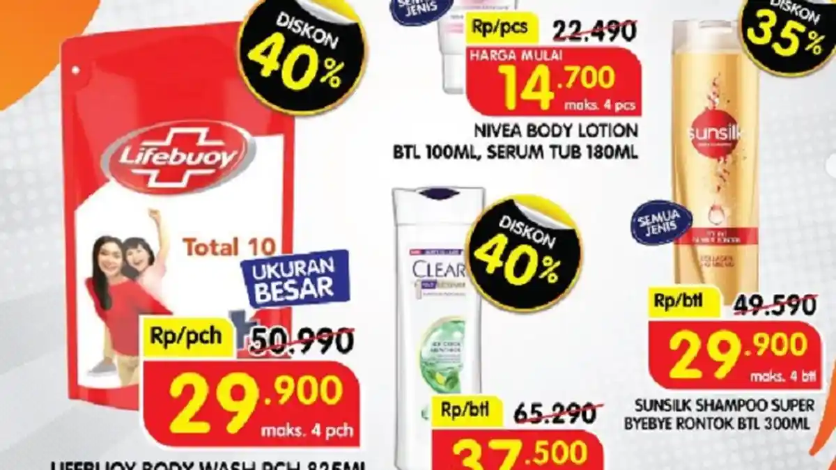 SUPER DISKON! Promo Superindo 29-30 November 2022, Nivea Sunsilk Clear Diskon, Lifebuoy Besar Irit