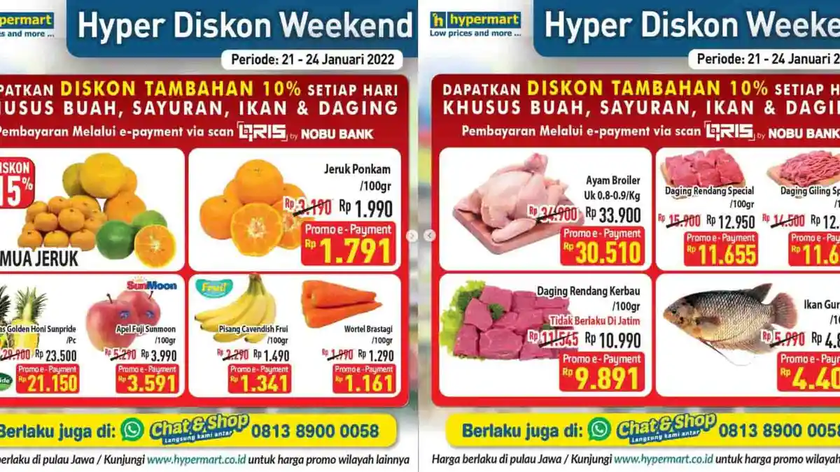 Promo JSM Hypermart 21-24 Januari 2022, Ayam Boiler Rp 30.510 Sweety Silver Rp 87.790