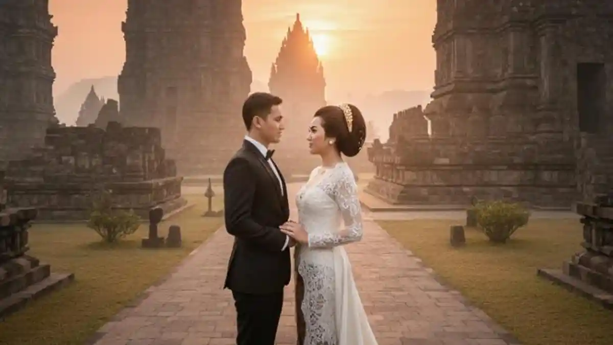 Prompt Gemini AI Prewedding Elegan di Candi Prambanan, Buat Bareng Pasangan!