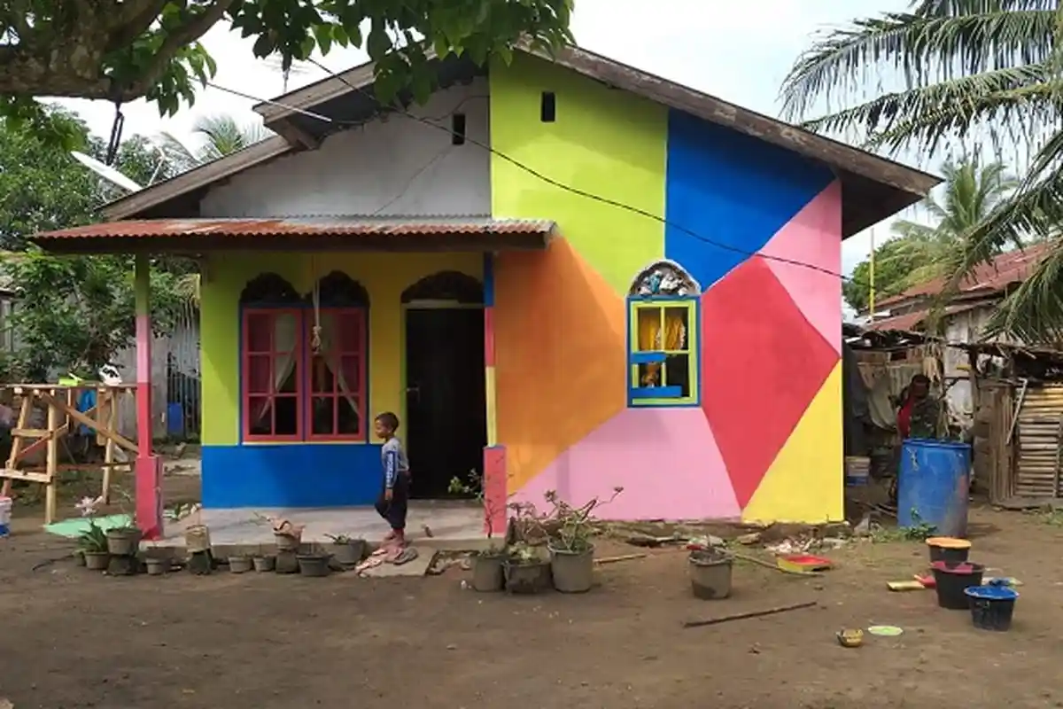 Sambut Ekowisata, Pusongkapal di Aceh Tamiang Disulap Jadi Kampung Pelangi