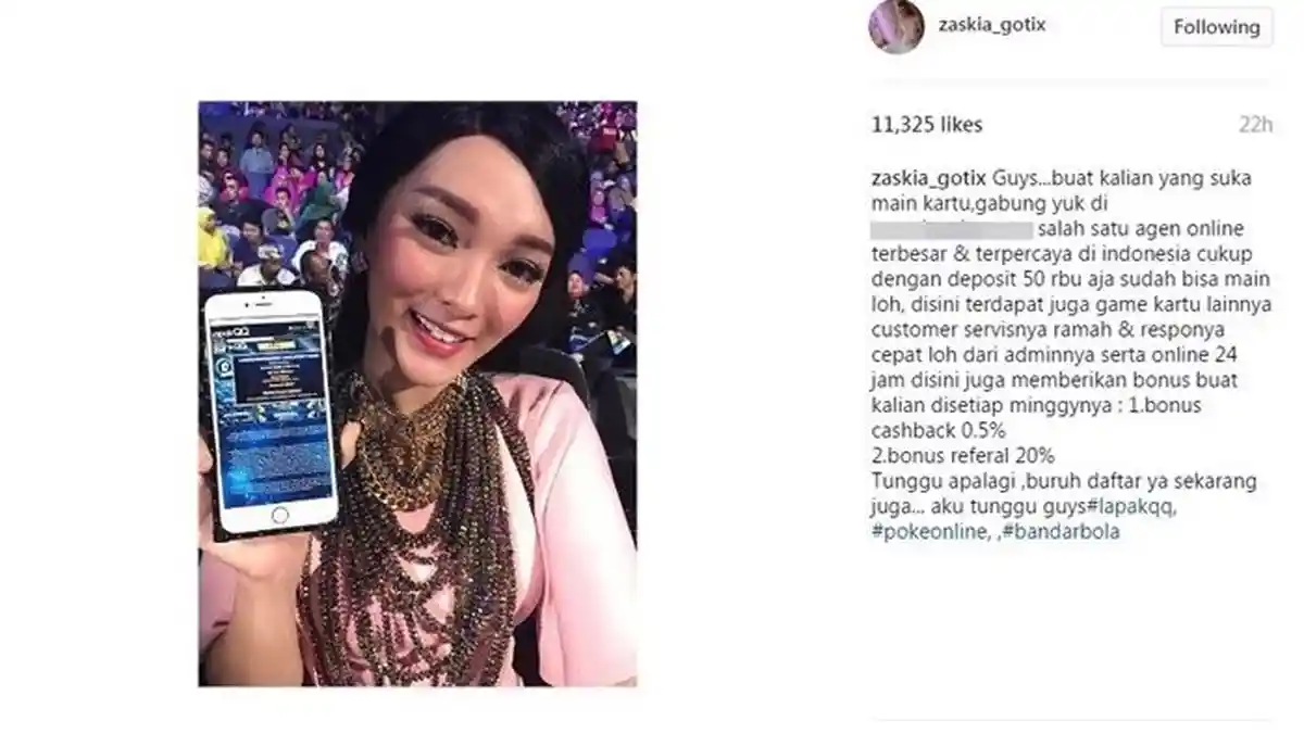 Zaskia Gotik Jadi Duta Pancasila tapi Promosikan Judi Poker, Dikecam Abis-abisan Deh