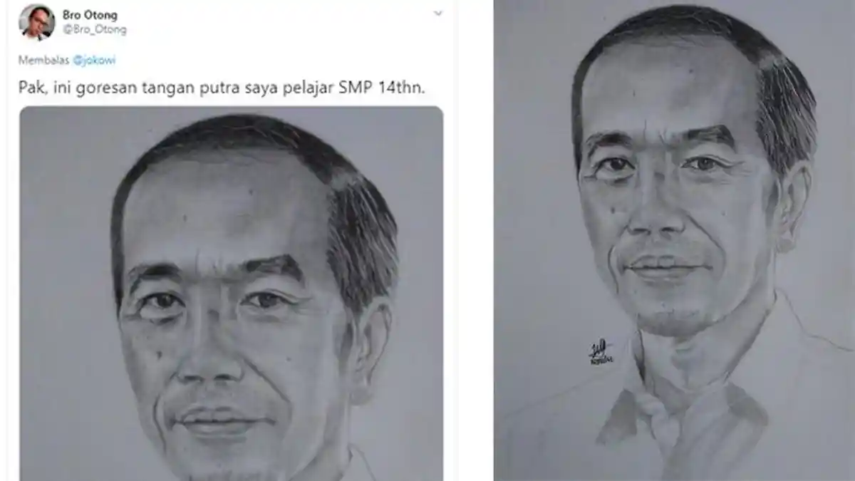 Viral Anak SMP Lukis Wajah Presiden Jokowi, Ternyata Sudah Berbakat Sejak TK
