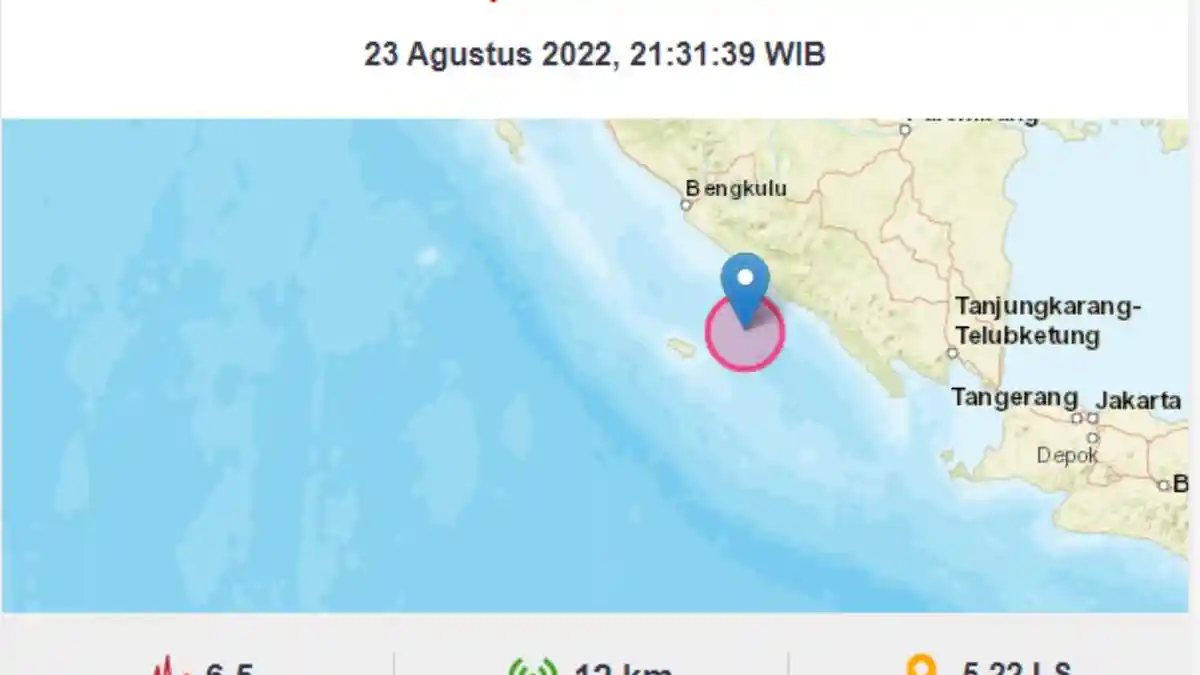 Gempa Magnitudo 6,5 Guncang Kaur Bengkulu, Terasa hingga Bandar Lampung