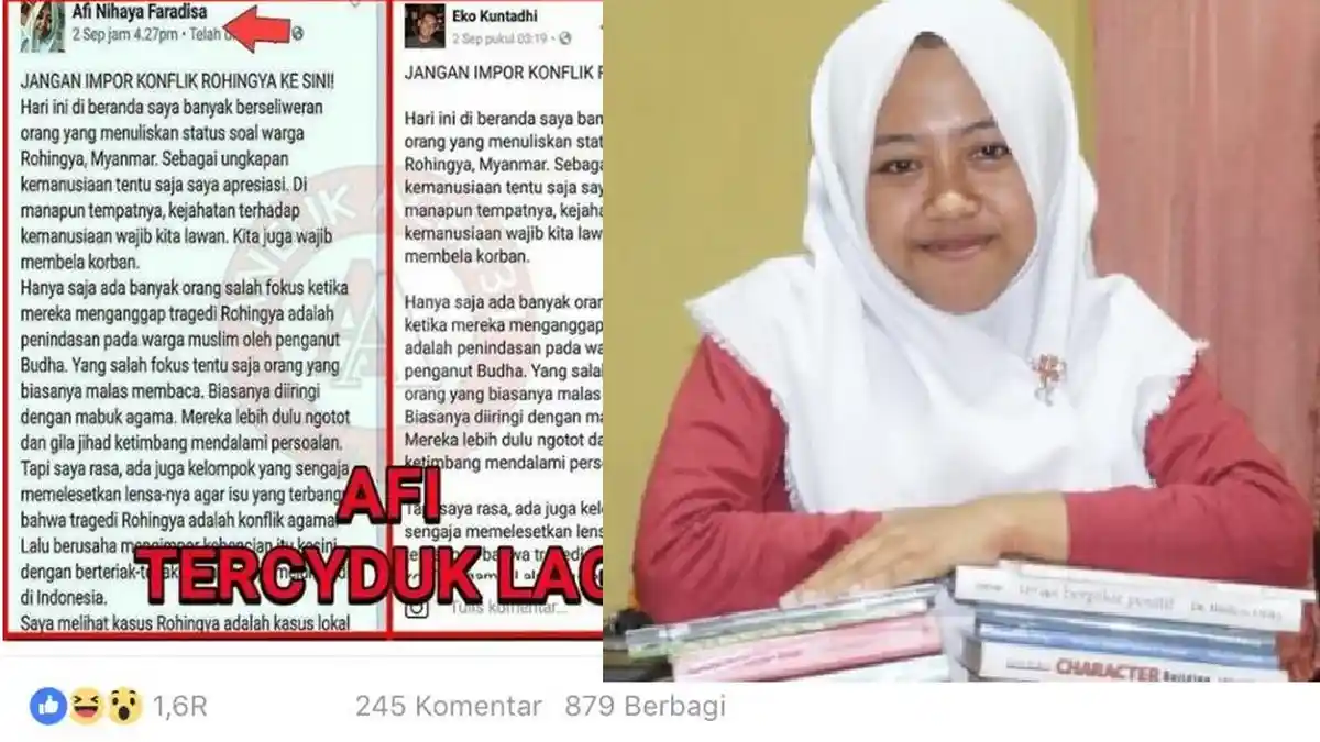 Dituduh Plagiat Soal Postingan Konflik Rohingya, Ini Pengakuan Afi Nihaya