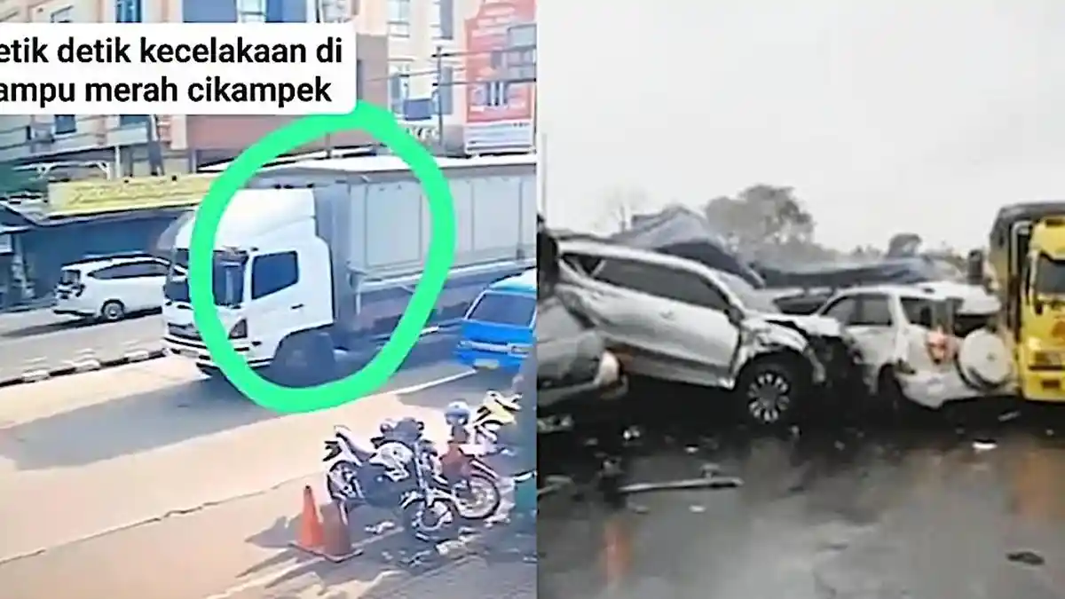 Detik-detik Truk Wing Melaju Kencang di Cikampek, Seret 13 Kendaraan