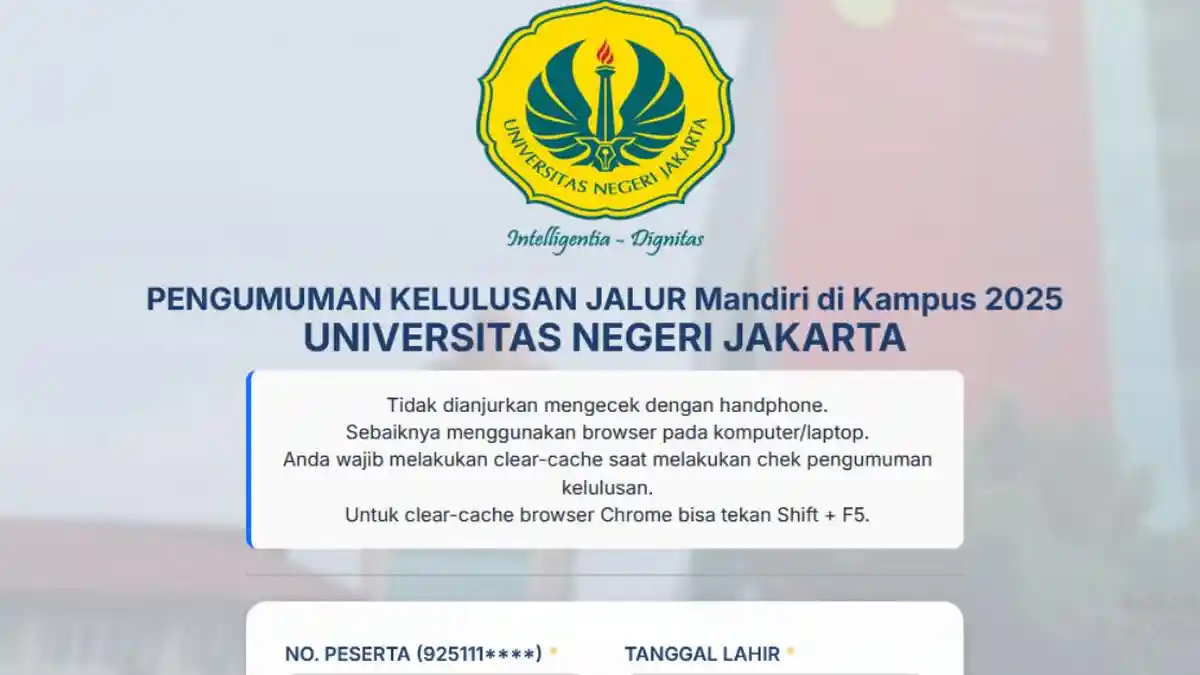 Link Pengumuman Penmaba UNJ 2025 Jalur Ujian Tulis di Kampus, Berikut Cara Ceknya