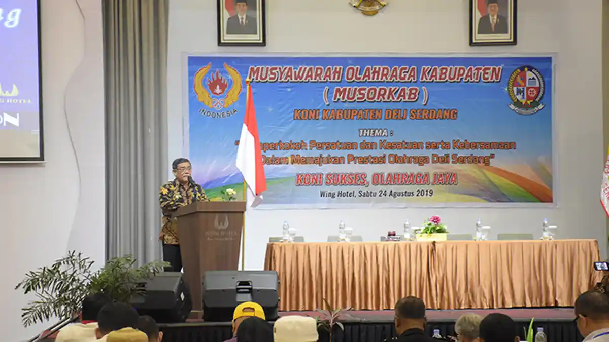 Buka Musorkab KONI Deliserdang, HMA Yusuf Siregar Harap KONI Dorong Atlet untuk Raih Prestasi