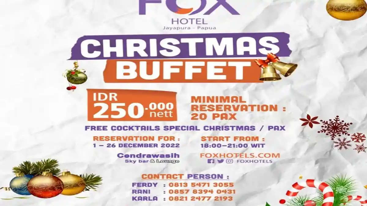 Promo Natal dan Tahun Baru 2023 FOX Hotel Jayapura: Pesta Kembang Api hingga Penampilan DJ