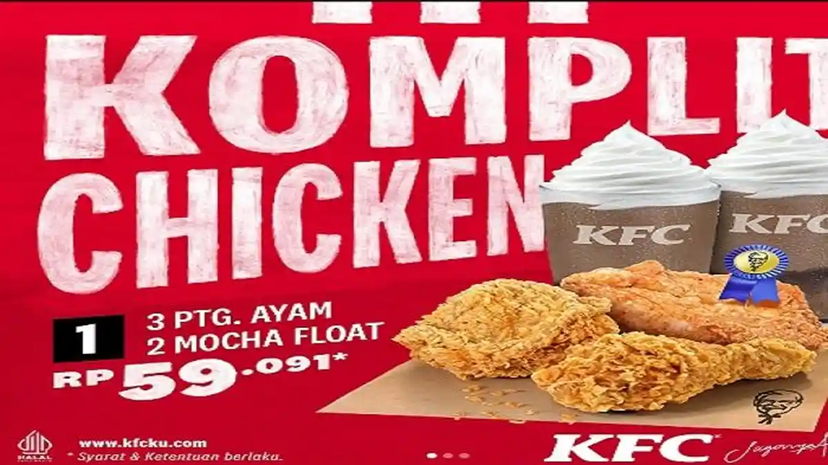 Promo KFC 25 November 2022, Hari Terakhir Paket Komplit Chicken: 3 Ayam 2 Mocha Float Rp59.091