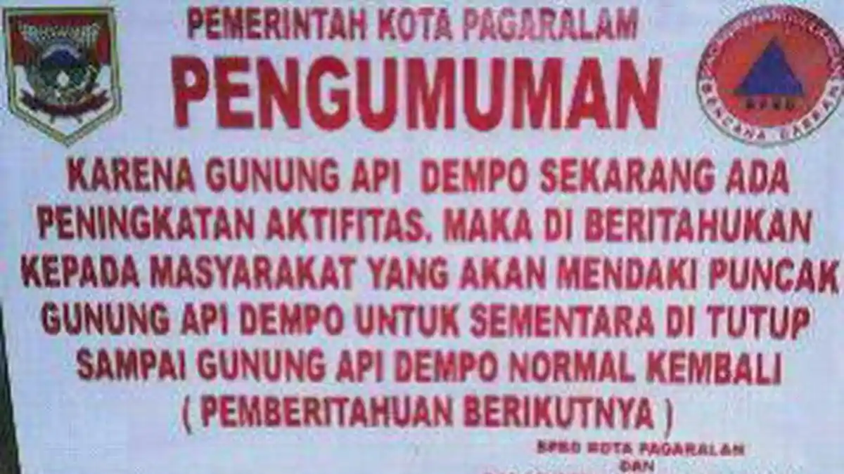 BPBD Pagaralam Larang Mendaki Gunung Dempo