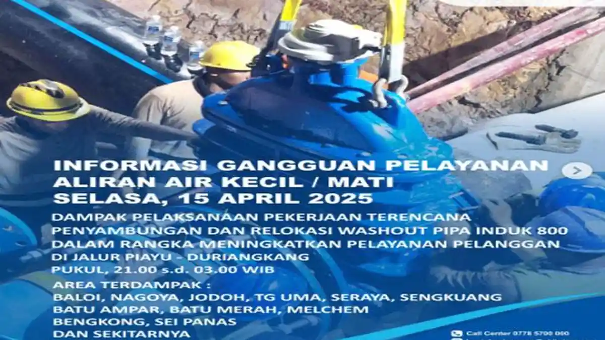 Jadwal Mati Air di Batam Hari Ini Sasar Nagoya, Jodoh, Tanjung Uma Hingga Bengkong