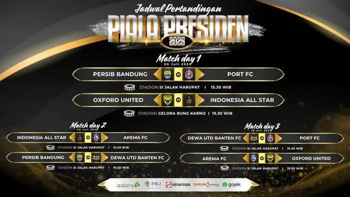 JADWAL Piala Presiden, Sajikan Dua Pertandingan Super Big Match Bak Perang Bintang