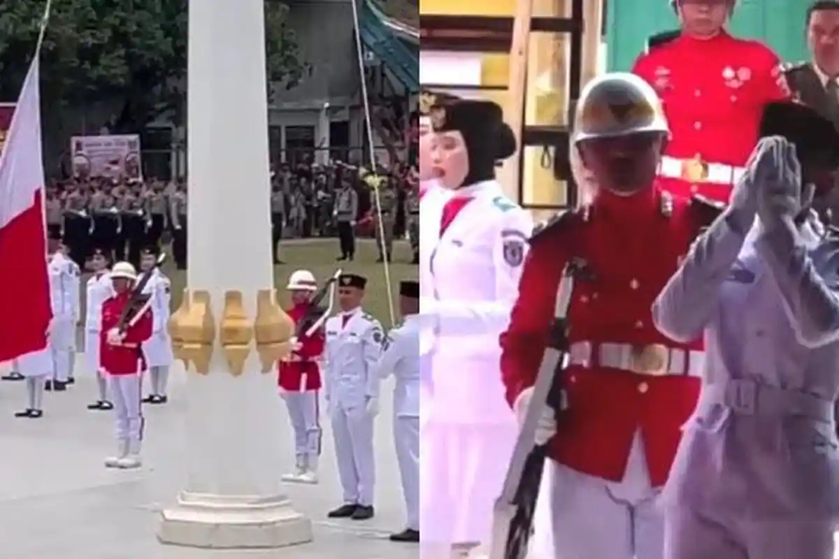 Tangis Paskibraka Gegara Bendera Merah Putih Terbalik saat Dibentangkan