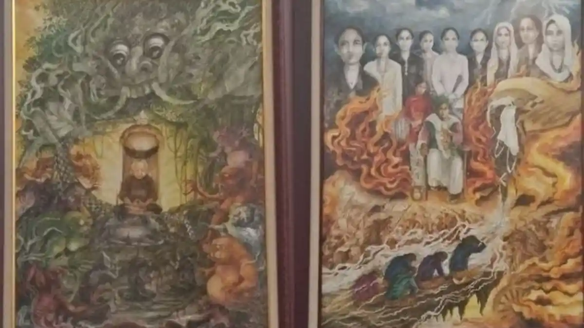 Lukisan Kontroversial 'Soeharto Semedi' dan '7 Istri Diponegoro' Muncul di Solo. Ini Kata Si Pelukis