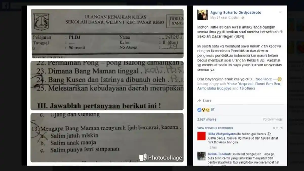 Ini Buku yang Jadi Sumber PR Siswa SD Bermateri Perceraian dan Pembunuhan