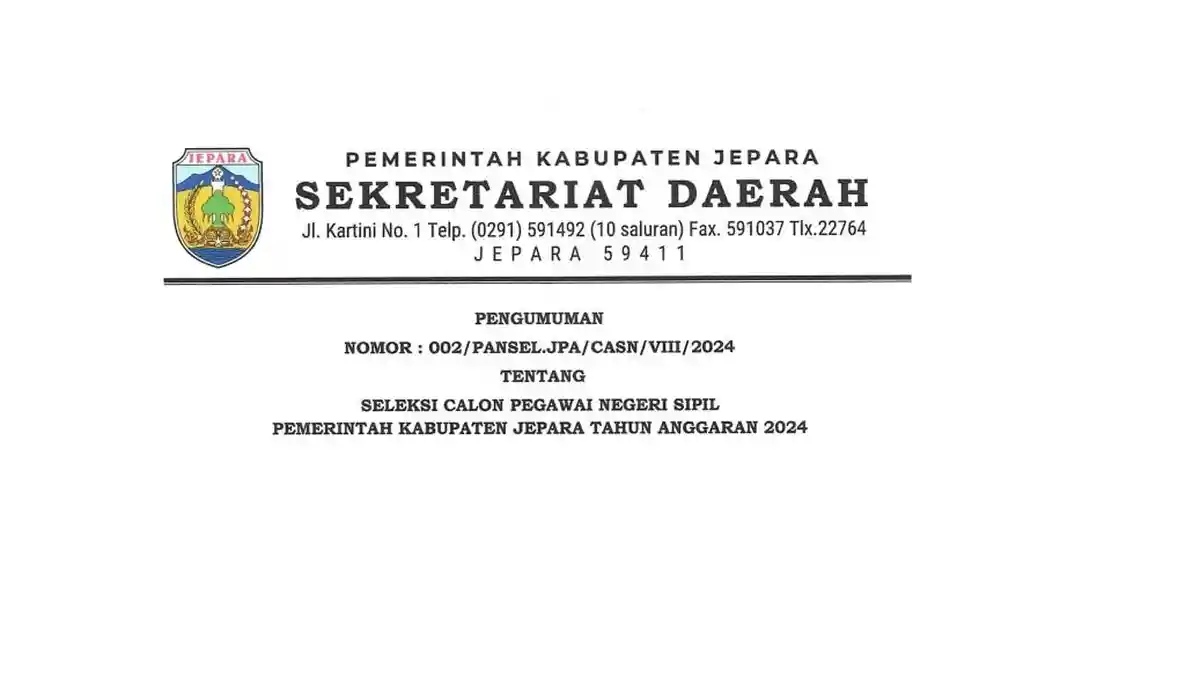 Link Download PDF Rincian Formasi CPNS 2024 Pemkab Jepara sscasn.bkn.go.id